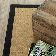 Beige And Black Plain Indoor Outdoor Runner Rug - 2’ x 8’