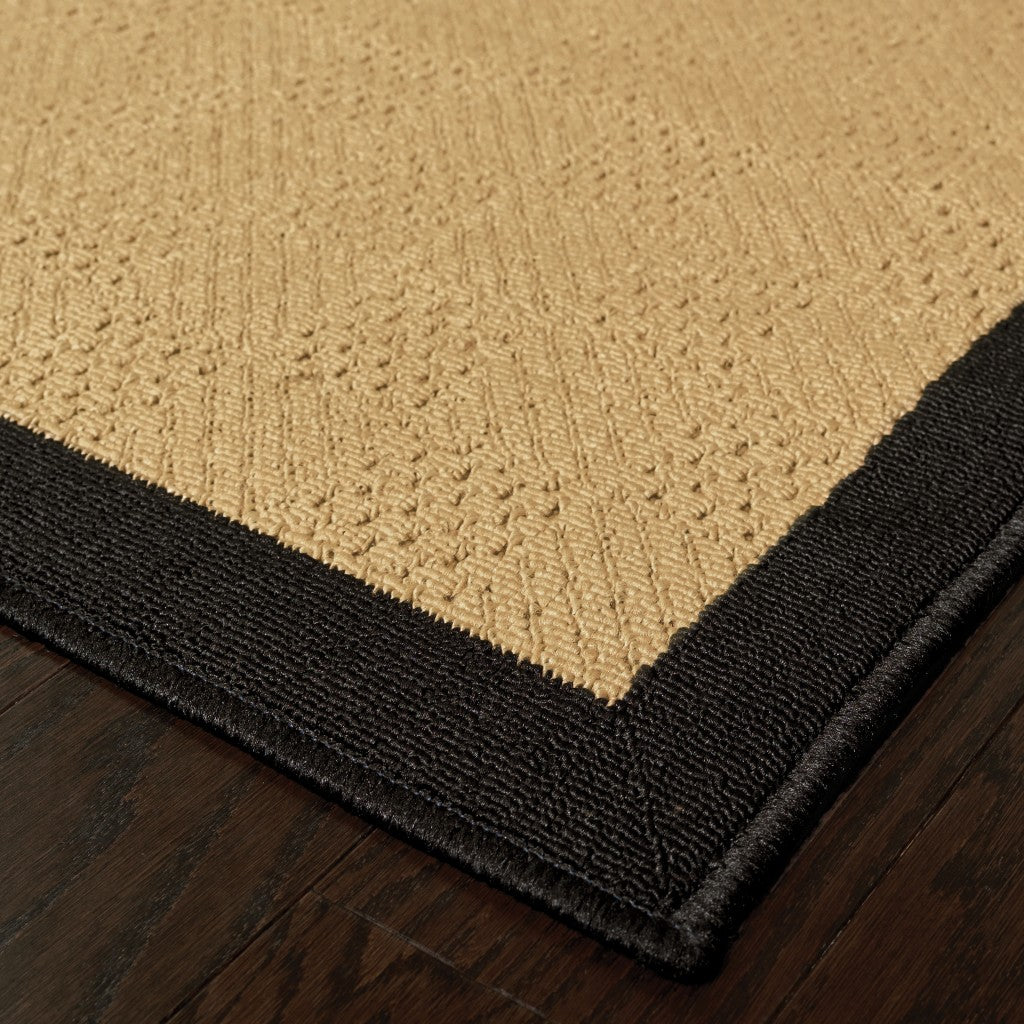 Beige And Black Plain Indoor Outdoor Runner Rug - 2’ x 8’