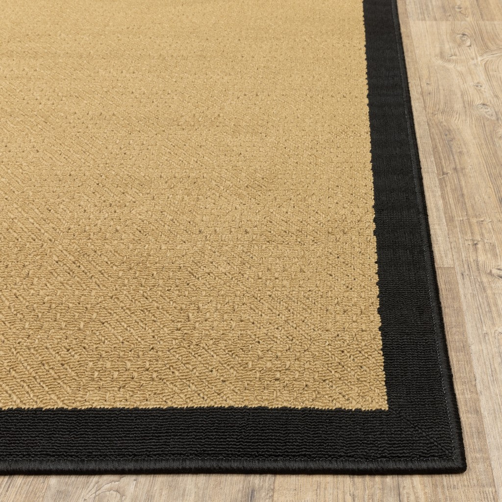 Beige And Black Plain Indoor Outdoor Runner Rug - 2’ x 8’