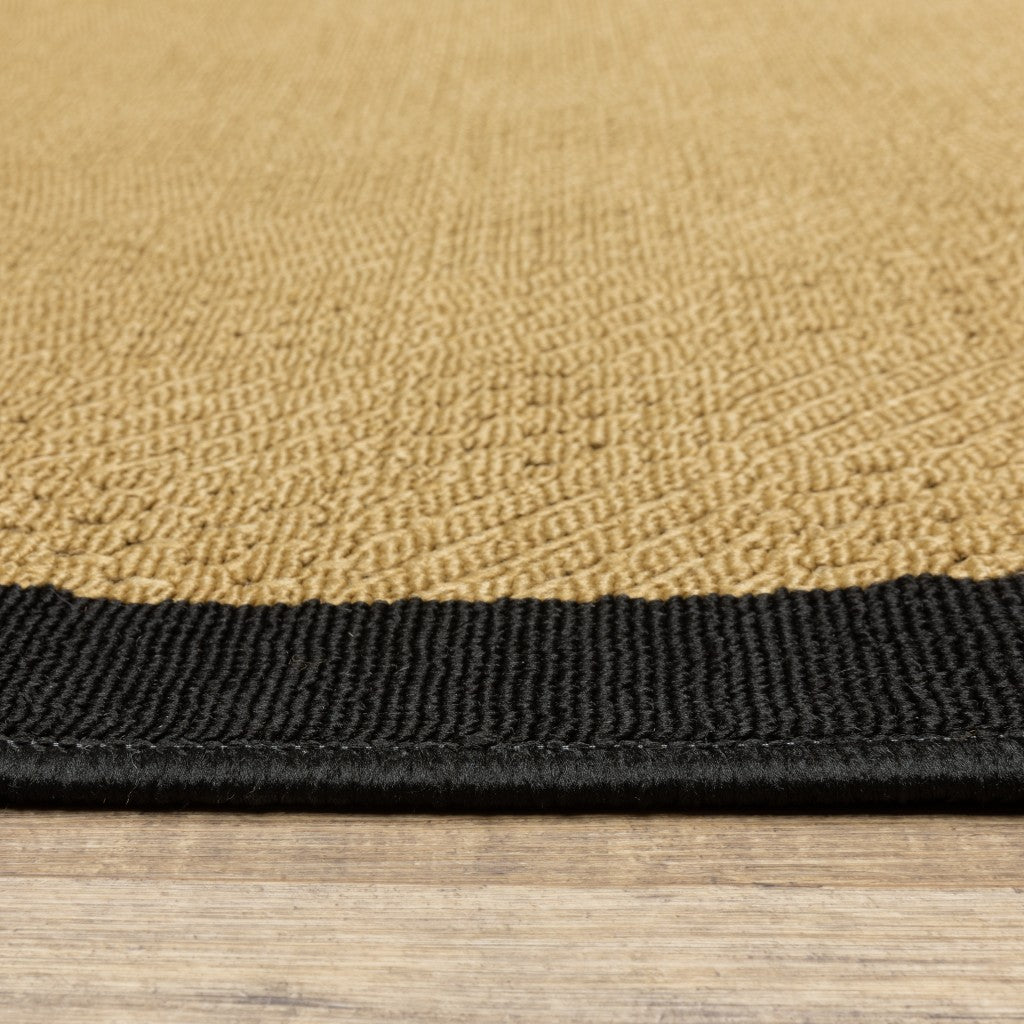 Beige And Black Plain Indoor Outdoor Runner Rug - 2’ x 8’