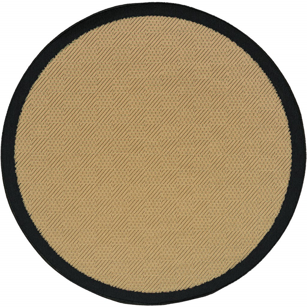 Beige And Black Plain Indoor Outdoor Runner Rug - 2’ x 8’