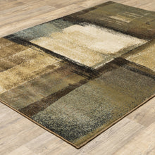 Brown And Beige Distressed Blocks Area Rug - 3’ x 5’