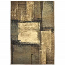 Brown And Beige Distressed Blocks Area Rug - 3’ x 5’