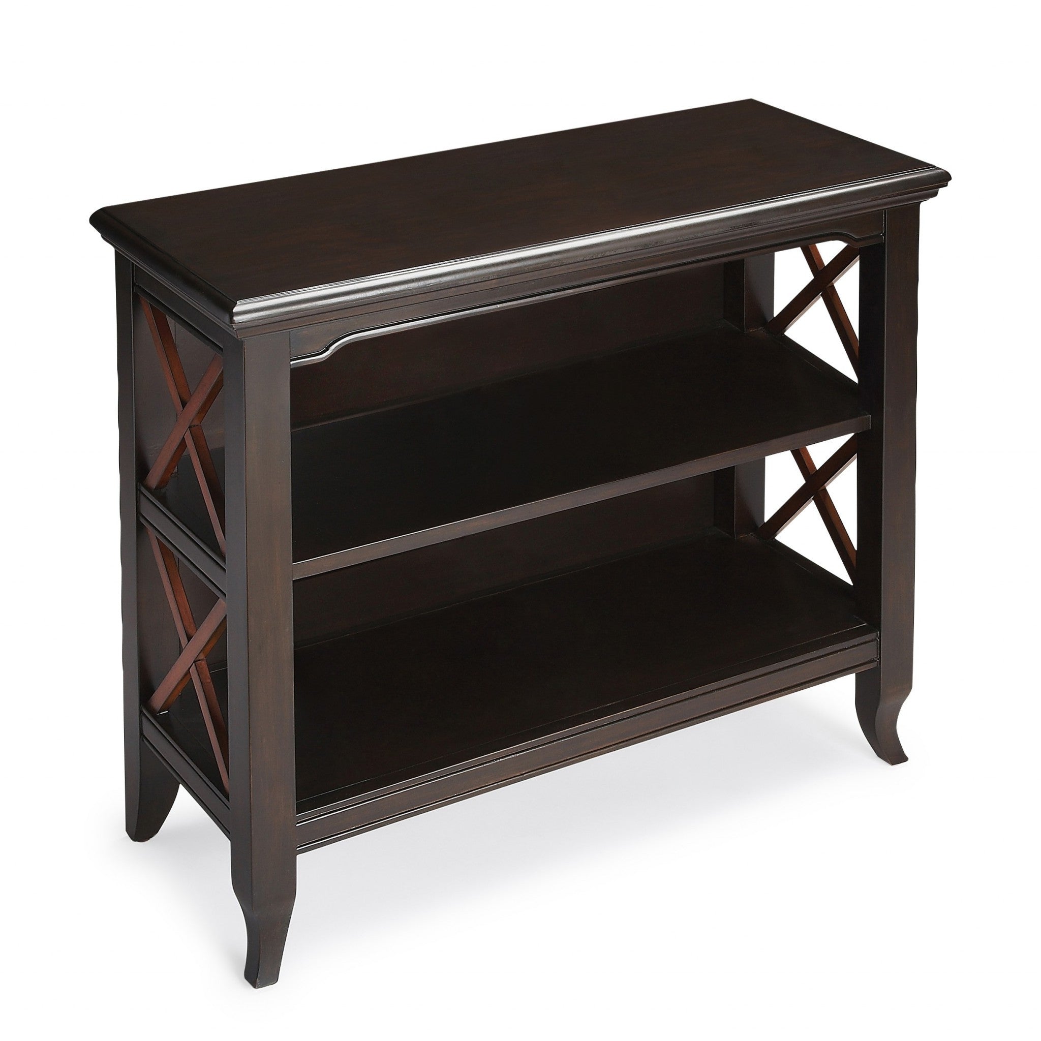 Newport Black & Cherry Low Bookcase