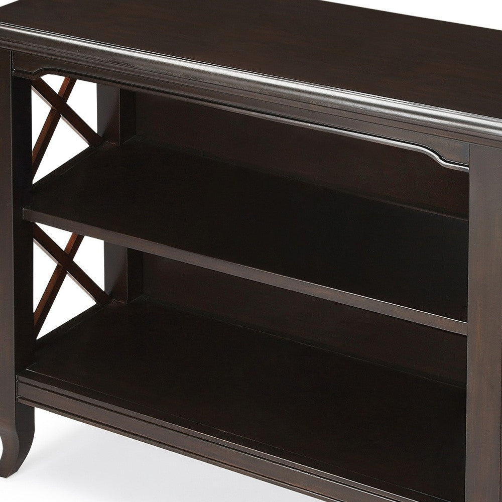 Newport Black & Cherry Low Bookcase