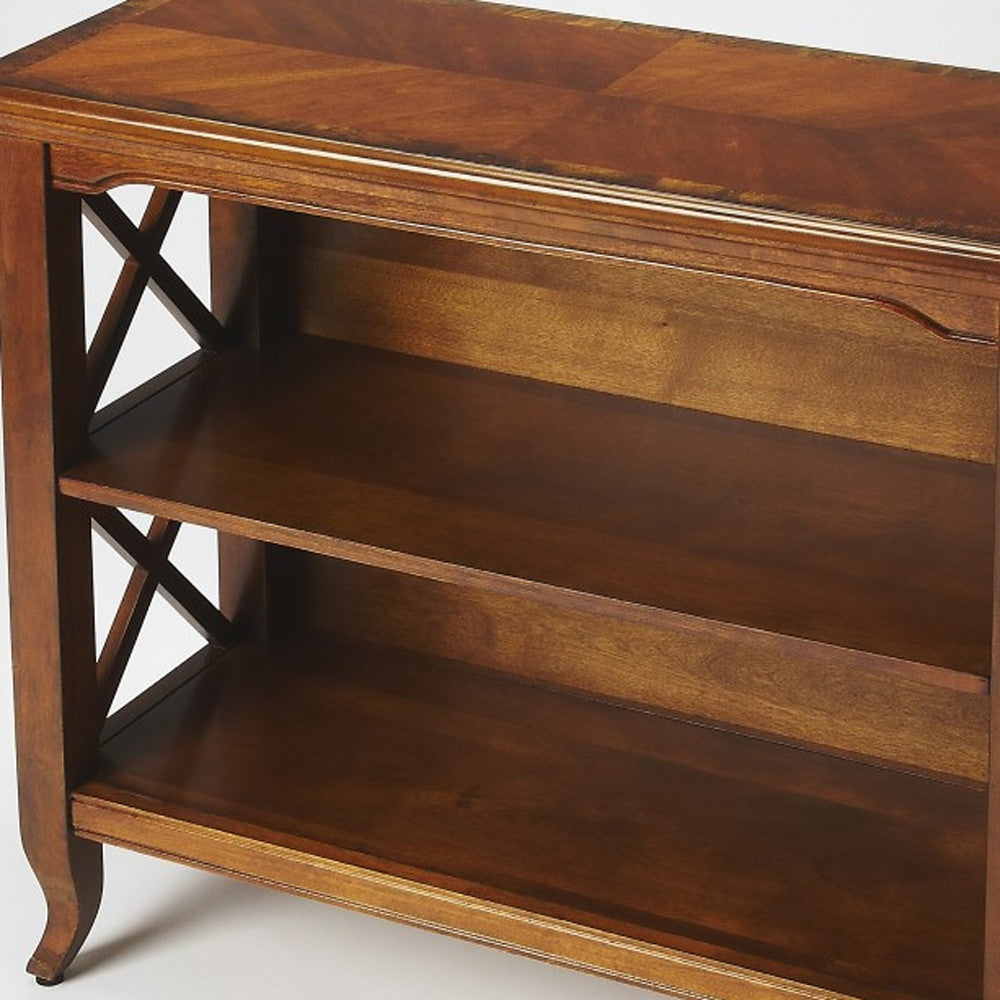 Newport Olive Ash Burl Low Bookcase