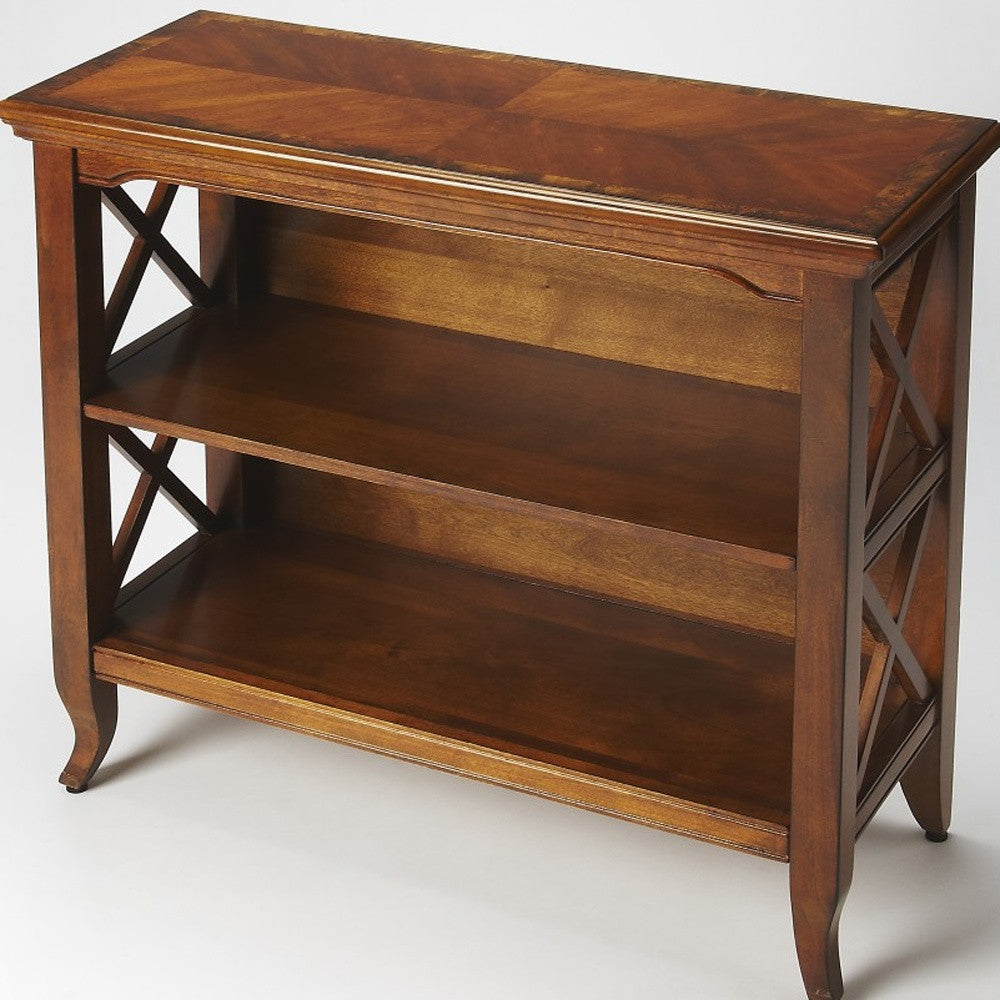 Newport Olive Ash Burl Low Bookcase