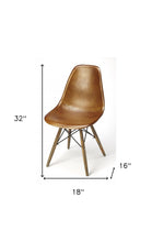 Medium Brown Leather Dining Chair