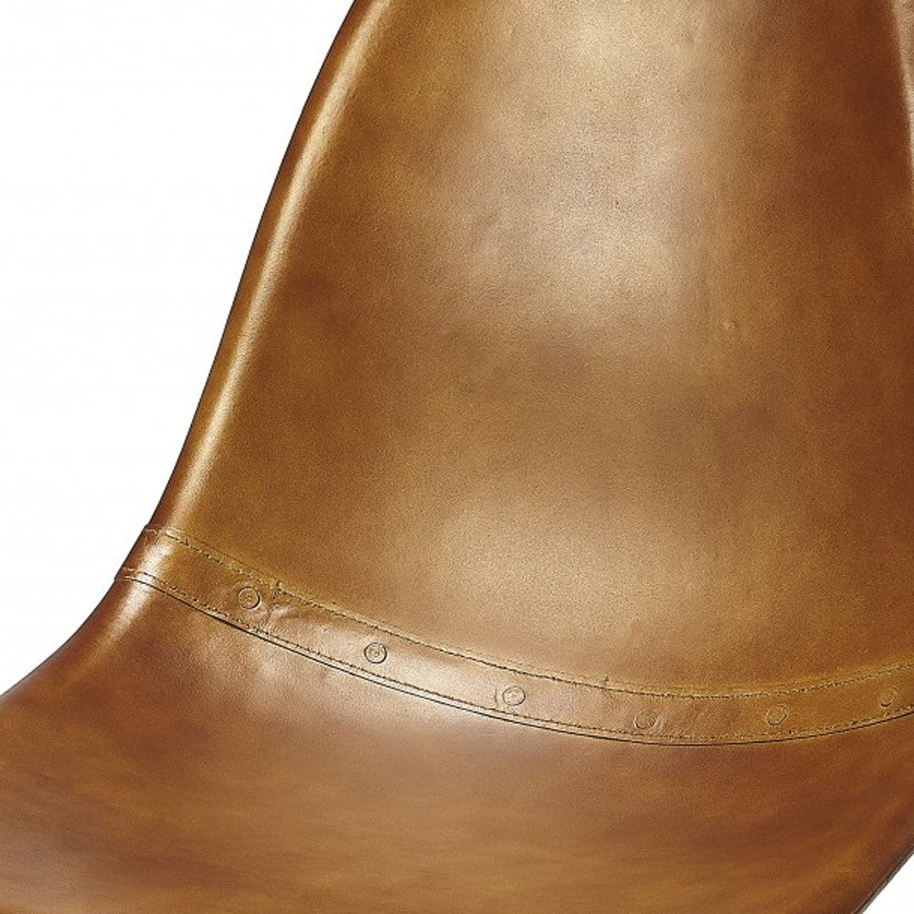 Medium Brown Leather Dining Chair