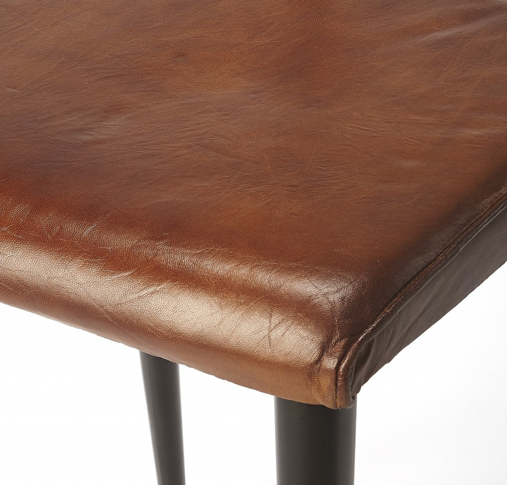 Metal And Wood Leather Dining Chair
