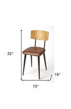 Metal And Wood Leather Dining Chair