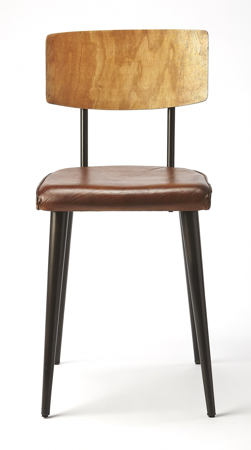Metal And Wood Leather Dining Chair