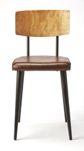 Metal And Wood Leather Dining Chair