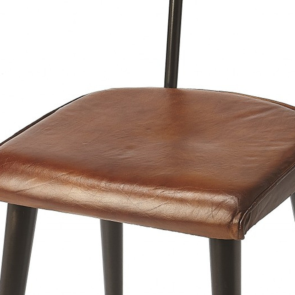 Metal And Wood Leather Dining Chair