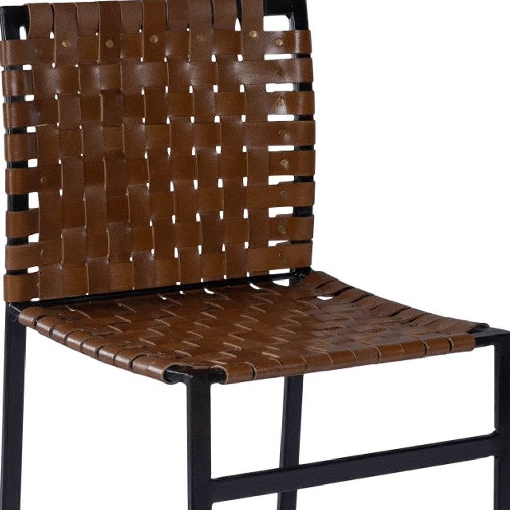 Brown Woven Leather Chair
