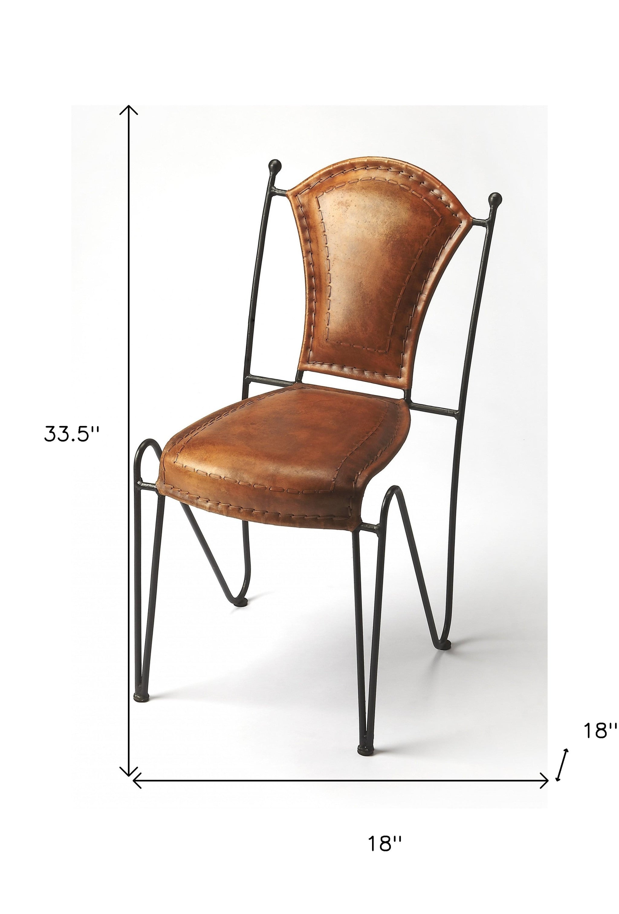 Modern Rustic Iron And Leather Side Chair