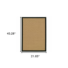 Beige And Black Plain Indoor Outdoor Runner Rug - 2’ x 8’