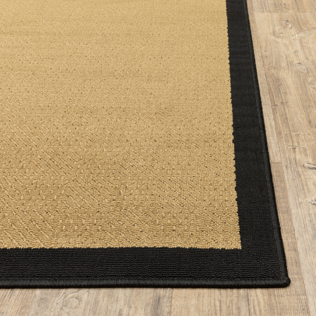 2’X8’ Beige And Black Plain Indoor Outdoor Runner Rug