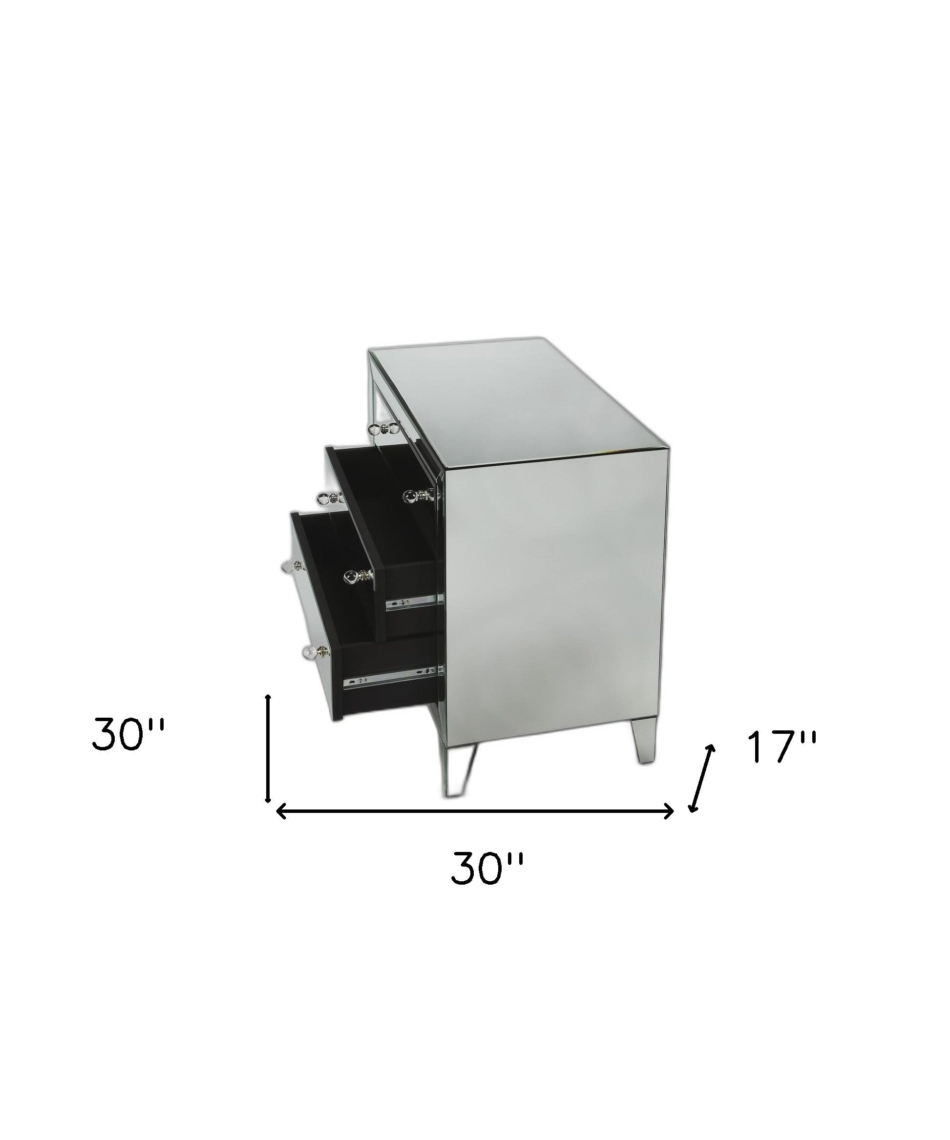 30" Clear Glass Three Drawer Standard Chest