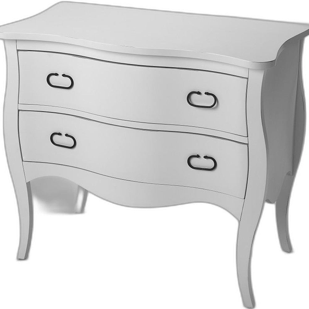 34" White Solid Wood Two Drawer Standard Chest