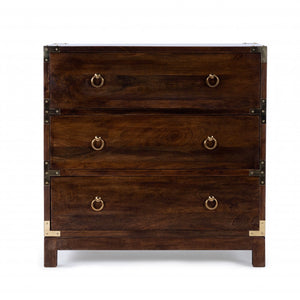 28" Brown Solid Wood Three Drawer Standard Dresser