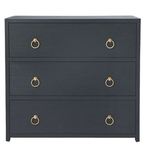 34" Blue Manufactured Wood Three Drawer Standard Dresser