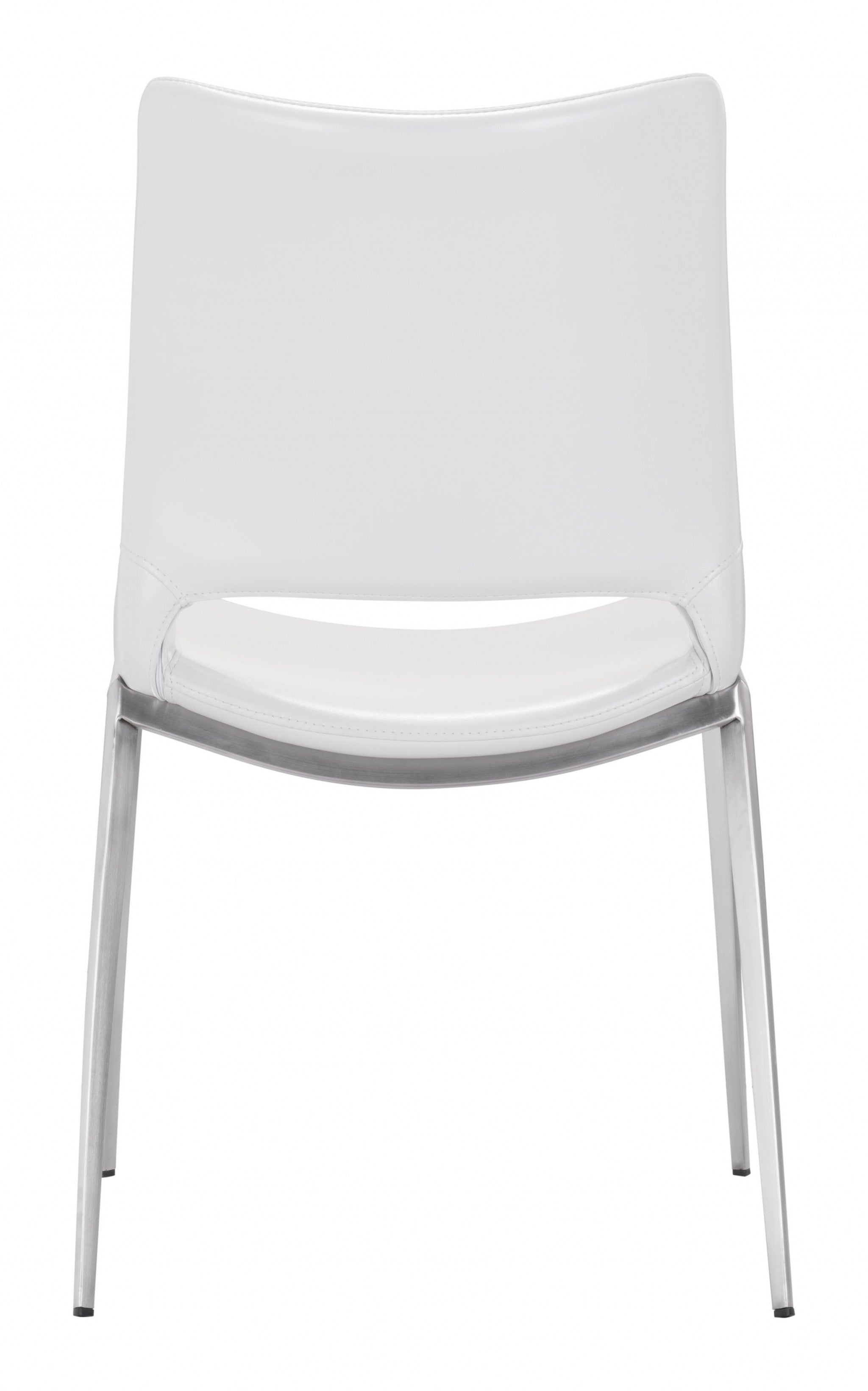 Cradle White Faux Leather Side or Dining Chairs Set of 2