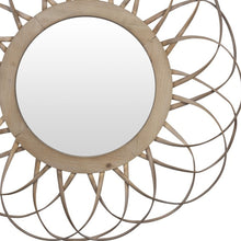 Wooden Flower Shaped Round Wall Mirror