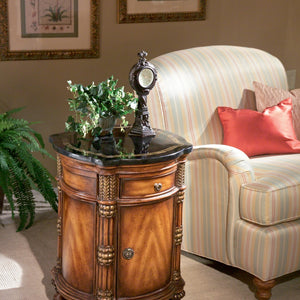 20" Brown And Black Stone Free Form Coffee Table With Drawer