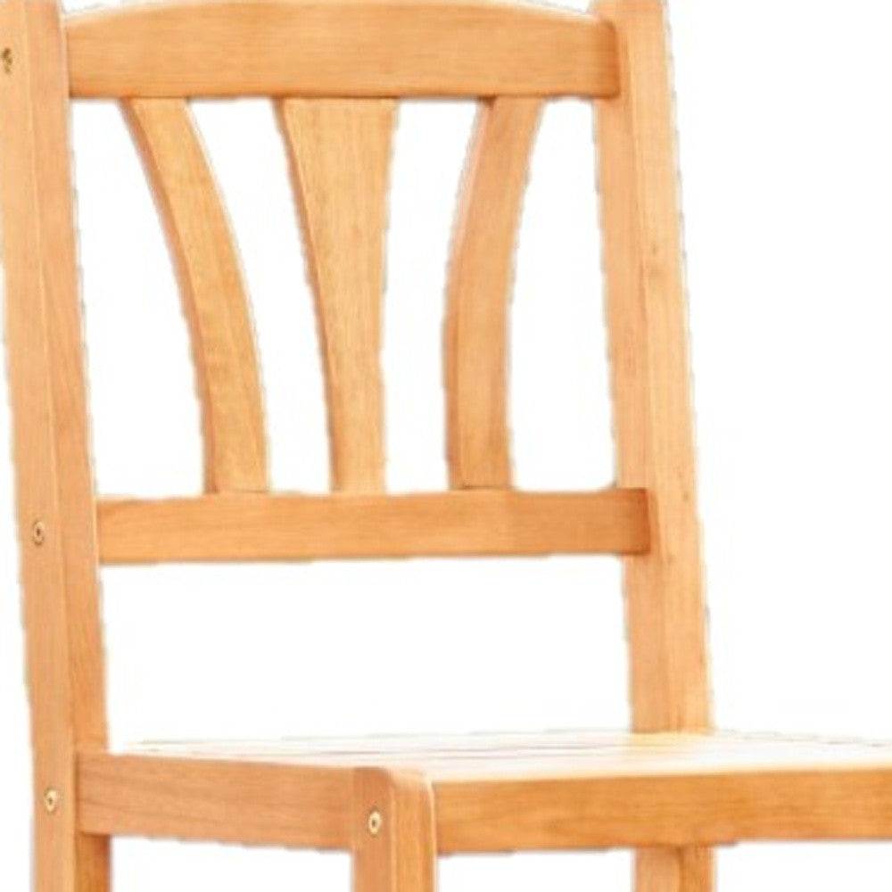 48" Natural Eucalyptus Slat Wood Outdoor Bar Chair