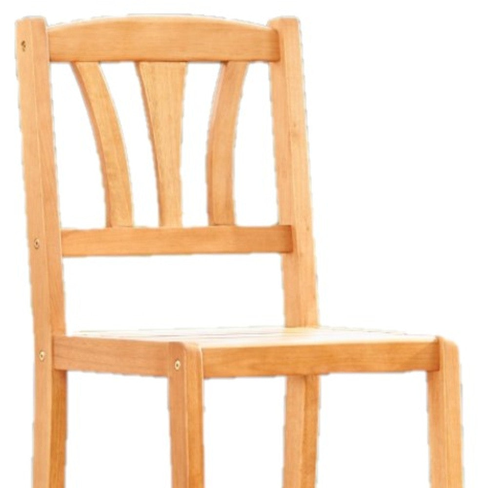 48" Natural Eucalyptus Slat Wood Outdoor Bar Chair