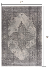2’ X 4’ Gray Distressed Medallion Area Rug