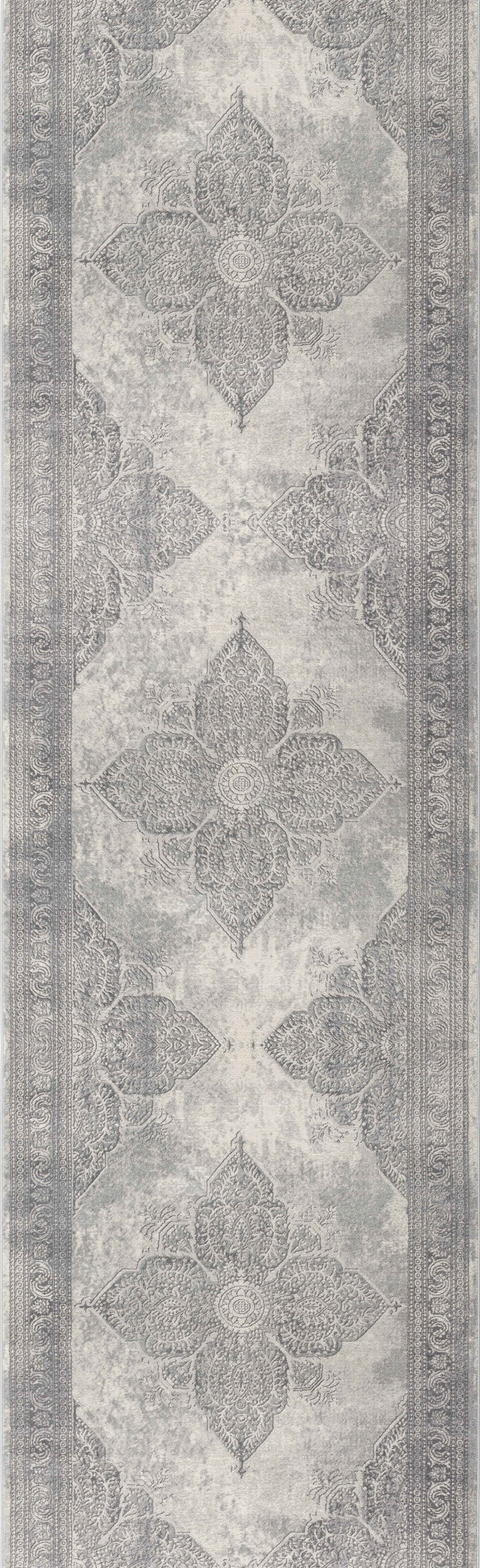 2’ X 4’ Gray Distressed Medallion Area Rug