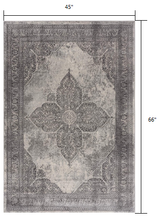 2’ X 4’ Gray Distressed Medallion Area Rug