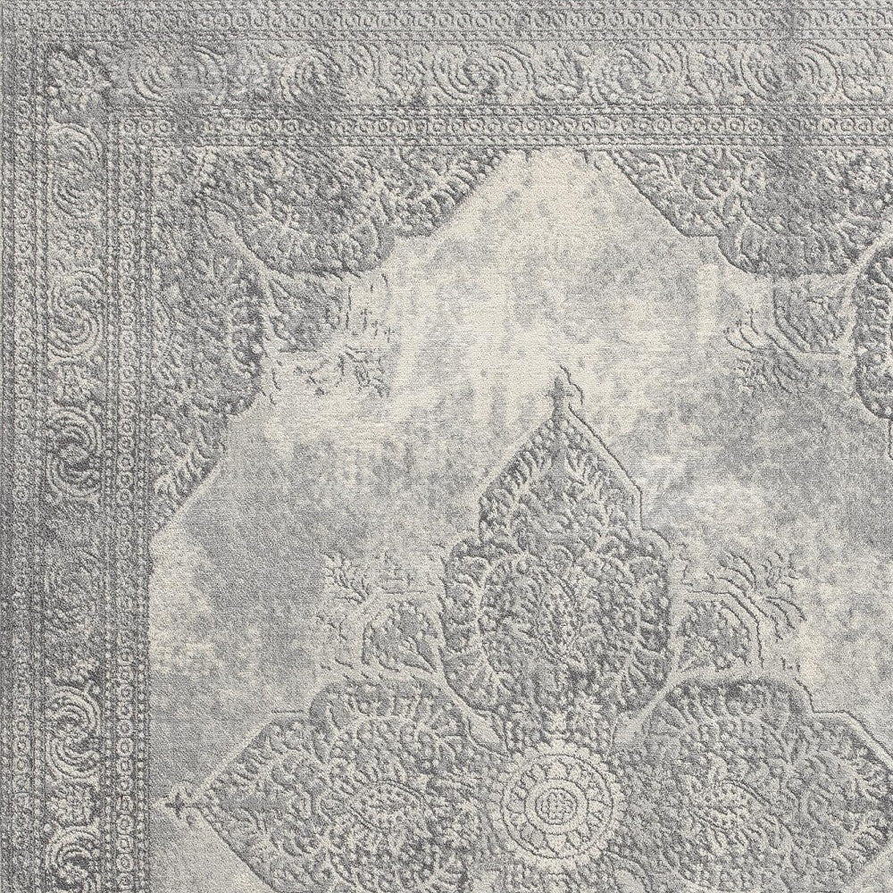 2’ X 4’ Gray Distressed Medallion Area Rug