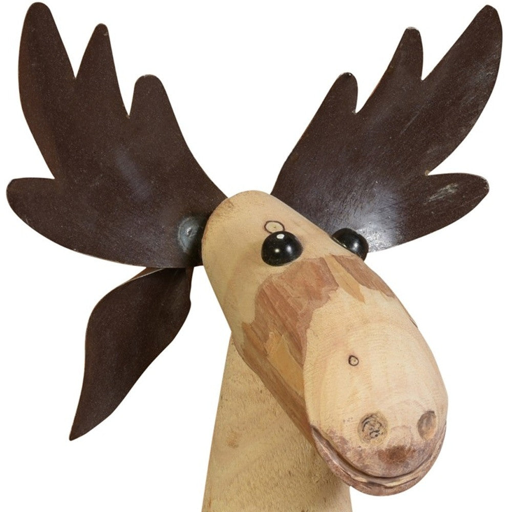 Wood And Metal Moose Sculpture