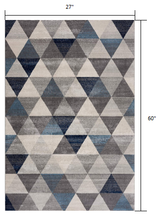 2’ X 10’ Navy Blue Geometric Diamond Runner Rug