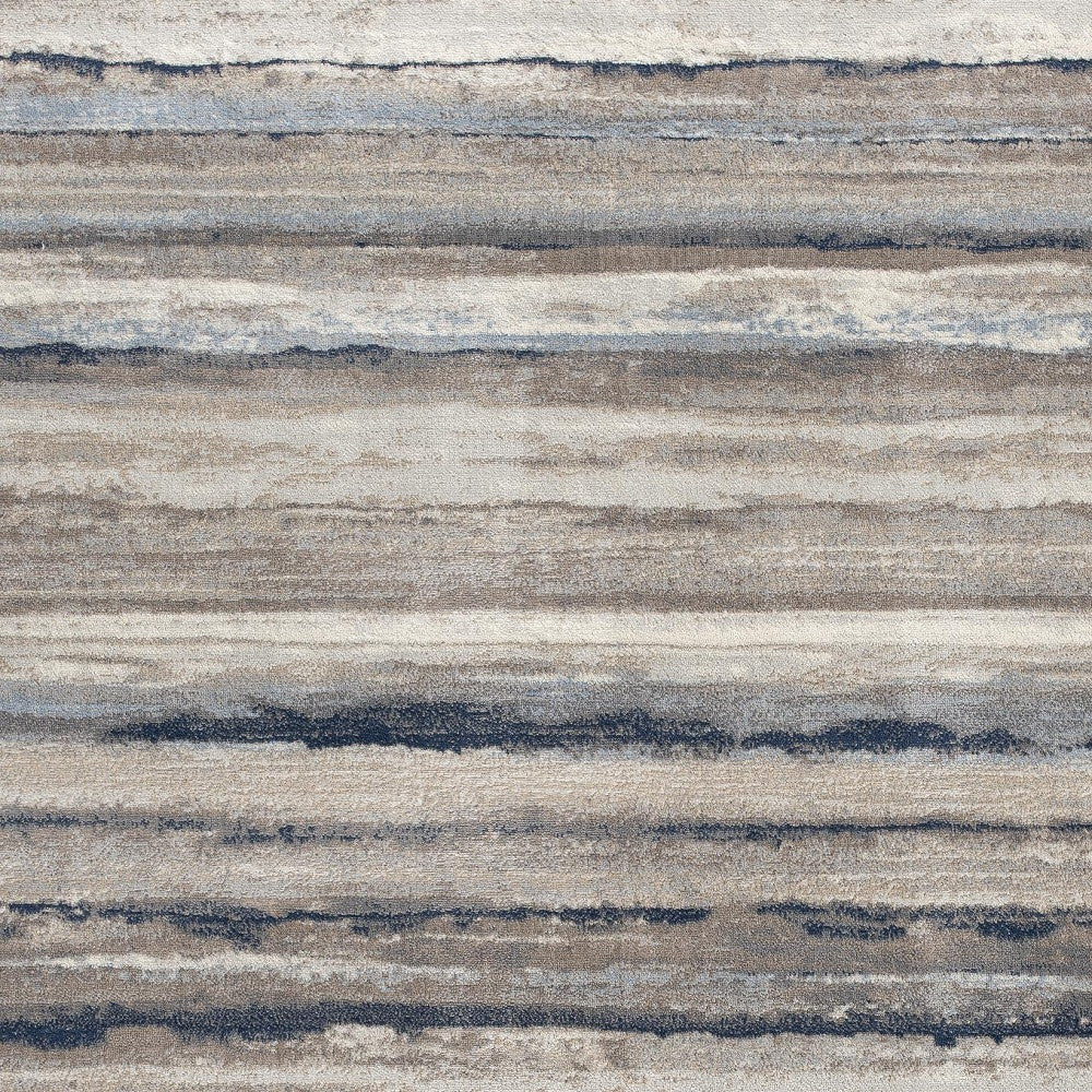 Blue And Beige Distressed Stripes Runner Rug - 2’ x 10’