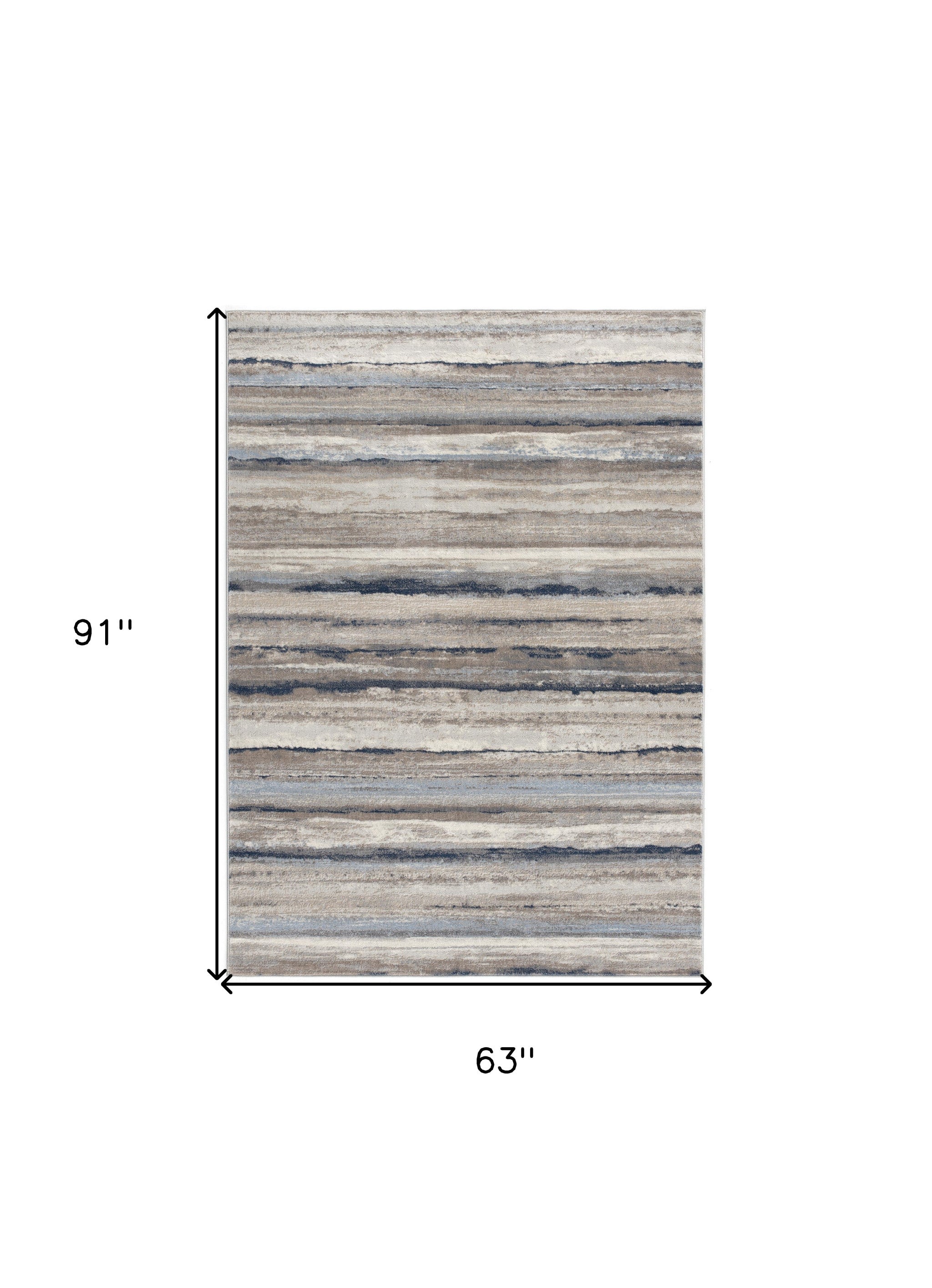 Blue And Beige Distressed Stripes Runner Rug - 2’ x 10’