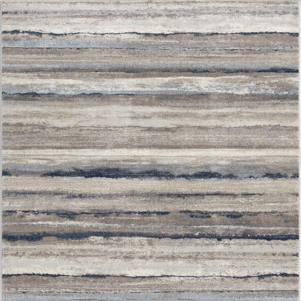 Blue And Beige Distressed Stripes Runner Rug - 2’ x 10’