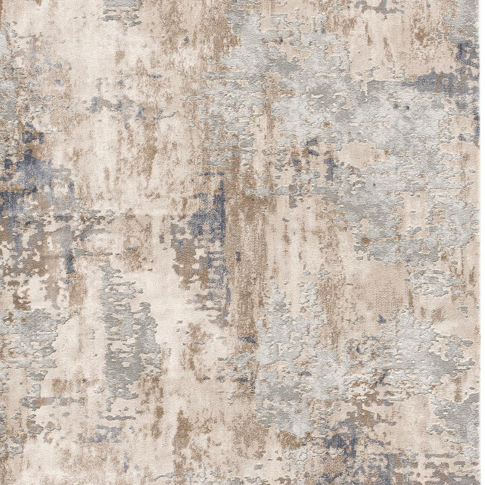 3’ X 5’ Beige And Ivory Abstract Area Rug