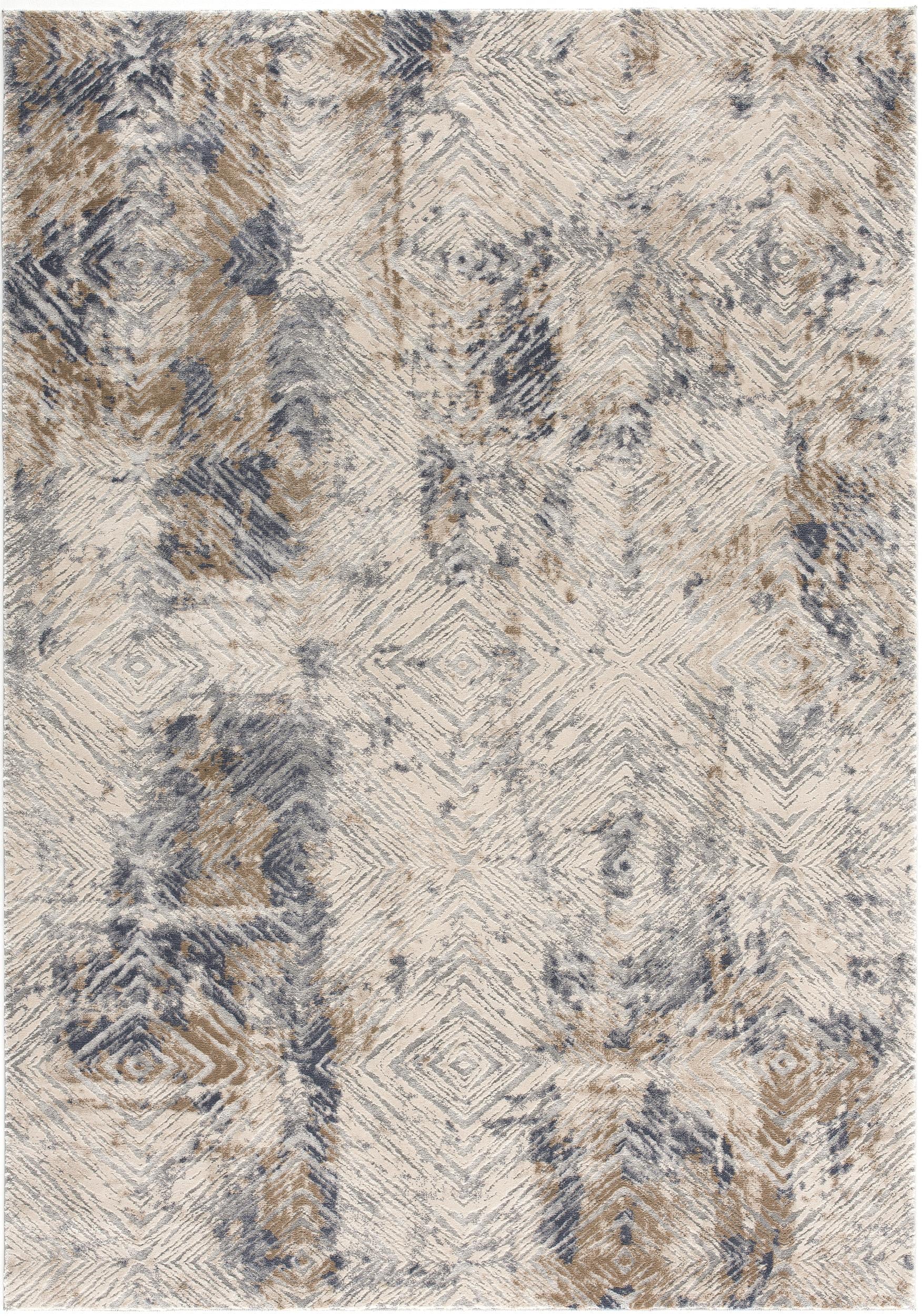 3’ X 5’ Ivory And Beige Abstract Diamonds Area Rug