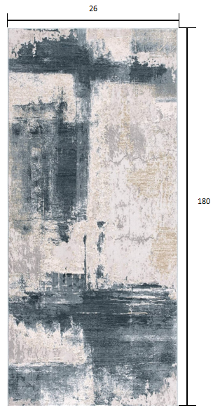 Cream And Blue Abstract Patches Runner Rug - 2’ x 10’