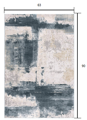 Cream And Blue Abstract Patches Runner Rug - 2’ x 10’