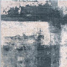 Cream And Blue Abstract Patches Runner Rug - 2’ x 10’