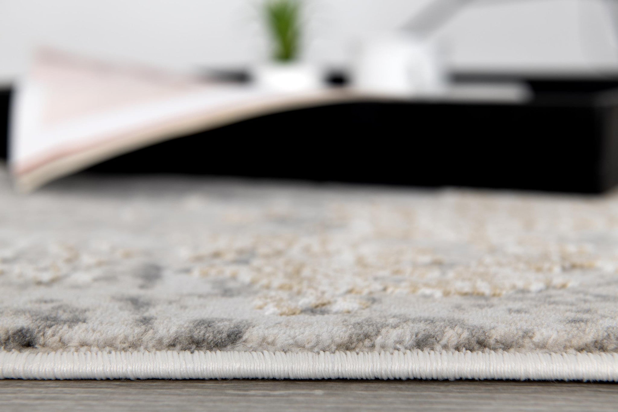 2’ X 10’ Cream And Gray Abstract Patches Runner Rug