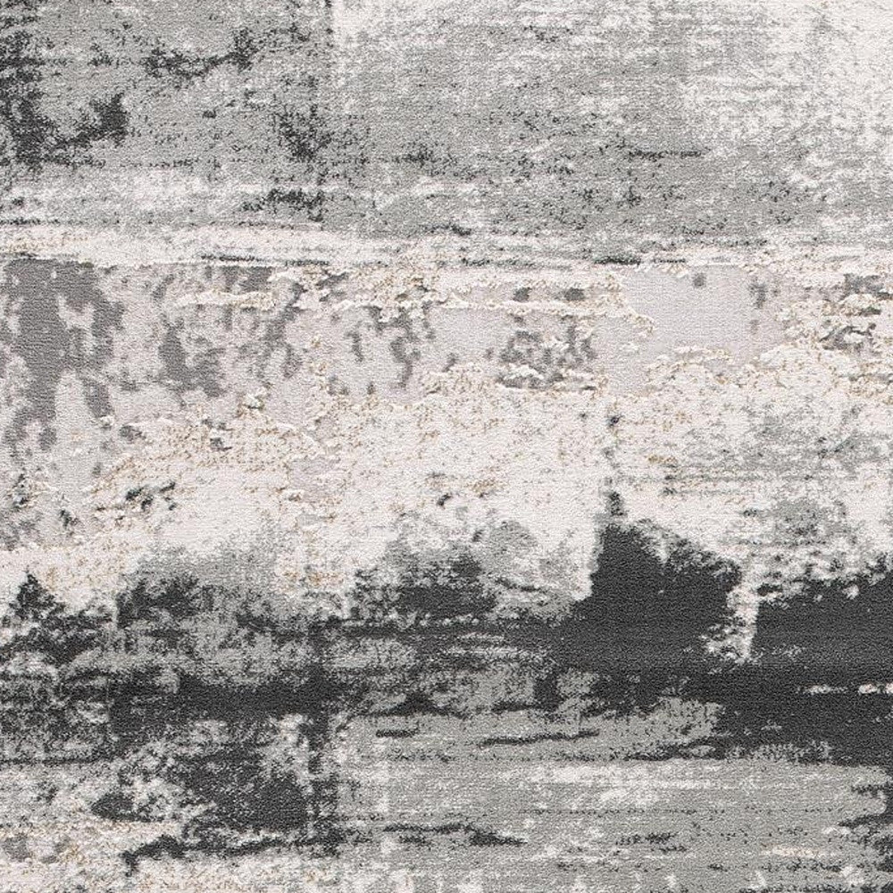 2’ X 10’ Cream And Gray Abstract Patches Runner Rug