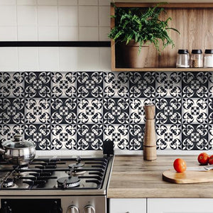 4" X 4" Black And White Quatro Peel And Stick Removable Tiles