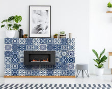 Midnight Blue And White Peel And Stick Removable Tiles 4