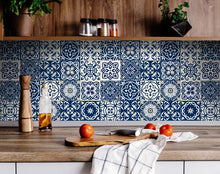 Midnight Blue And White Peel And Stick Removable Tiles 4